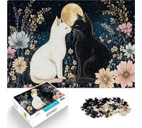 Puzzle 1000 pezzi per adolescenti Gatti innamorati sotto la luna Giocattoli per l'intrattenimento in famiglia Regalo per i compleanni 38x26cm