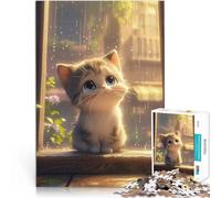 Puzzle 1000 pezzi per adolescenti Gattino anime carino sotto la pioggia Divertimento in famiglia è ideale come regalo per tutta la famiglia 38x52cm