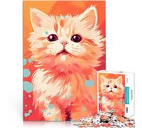 Puzzle 1000 pezzi per adolescenti Gattino arancione carino Gioco di famiglia antistress sfida difficile Migliorare l'amore tra le coppie 50x70cm