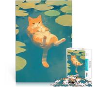 Puzzle 1000 pezzi per adolescenti Gatto arancione che galleggia nell'acqua Attività per famiglie offerte come regali per tutta la famiglia 75x50cm