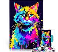 Puzzle 1000 pezzi per adolescenti gatto astratto Difficile da completare ma divertente e umoristico Collezione di artisti, Belle arti 38x26cm
