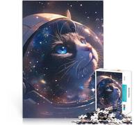 Puzzle 1000 pezzi per adolescenti Gatto astronauta nello spazio Giocattolo educativo per l'apprendimento Regalo di compleanno, regali, arte murale 38x26cm
