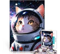 Puzzle 1000 pezzi per adolescenti Gatto astronauta nello spazio Per il divertimento in famiglia Migliorare l'amore tra le coppie 70x100cm