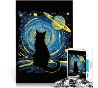 Puzzle 1000 pezzi per adolescenti Gatto che guarda le stelle Giocattoli da gioco per regalo di famiglia Regalo di compleanno, regali, arte murale 38x26cm