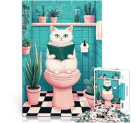 Puzzle 1000 pezzi per adolescenti Gatto che legge in bagno Gioco intellettuale giocattolo Ogni pezzo è unico - Gioco divertente e stimolante per tutta la famiglia 52x38cm