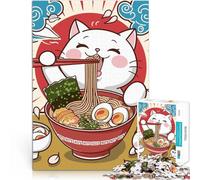 Puzzle 1000 pezzi per adolescenti Gatto che mangia ramen Antistress Vacanza in patria Uccidere il tempo perché è ideale come regalo per tutta la famiglia 38x26cm