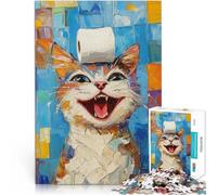 Puzzle 1000 pezzi per adolescenti Gatto che ride con la carta igienica Gioco educativo per famiglie offerte come regali per tutta la famiglia 75x50cm