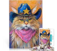 Puzzle 1000 pezzi per adolescenti Gatto Cowboy Antistress Vacanza in patria Uccidere il tempo offerte come regali per tutta la famiglia 52x38cm
