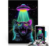 Puzzle 1000 pezzi per adolescenti Gatto e UFO Giocattoli che creano dipendenza e sfidano l'intelligenza del cervello Opera d'arte 38x26cm