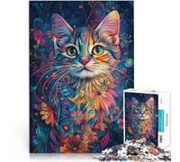 Puzzle 1000 pezzi per adolescenti Gatto eclettico boho per il giocattolo di sfida del gioco educativo Giocattoli per la decorazione della casa 38x26cm
