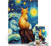 Puzzle 1000 pezzi per adolescenti gatto guarda la notte stellata Arte Giocattoli antistress offerte come regali per tutta la famiglia 38x26cm