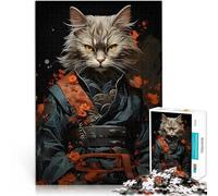 Puzzle 1000 pezzi per adolescenti Gatto guerriero giapponese Giocattoli di gioco impegnativi Adatto per la decorazione del desktop 52x38cm