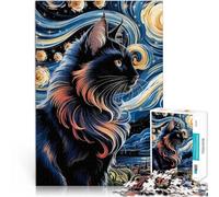 Puzzle 1000 pezzi per adolescenti Gatto maestoso nella notte stellata sfida educativa Ogni pezzo è unico - Gioco divertente e stimolante per tutta la famiglia 38x26cm