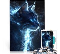 Puzzle 1000 pezzi per adolescenti Gatto mistico nell'aura blu Vacanza a casa: uccidere il tempo Decorazioni e regali unici per la casa 75x50cm