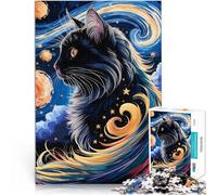 Puzzle 1000 pezzi per adolescenti Gatto nella notte stellata Giocattoli per l'intrattenimento in famiglia Regalo di opere d'arte 52x38cm