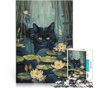 Puzzle 1000 pezzi per adolescenti Gatto nero nascosto nel fiume Giocattoli Giochi Educativi Antistress Lista dei desideri con Babbo Natale 38x26cm