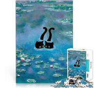 Puzzle 1000 pezzi per adolescenti Gatto nero nel lago blu Giocattoli da gioco per regalo di famiglia è ideale come regalo per tutta la famiglia 38x26cm