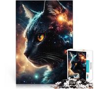 Puzzle 1000 pezzi per adolescenti Gatto nero nello spazio Giocattoli per l'intrattenimento in famiglia Giocattoli per la decorazione della casa 38x26cm