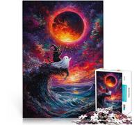Puzzle 1000 pezzi per adolescenti Gatto strega e fantasma Gioco intellettuale giocattolo Attività divertenti a casa, regali di compleanno, regali di viaggio, 38x26cm