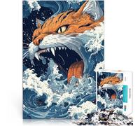 Puzzle 1000 pezzi per adolescenti Gatto tra le onde Difficile da completare ma divertente e umoristico perché è ideale come regalo per tutta la famiglia 38x26cm