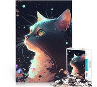 Puzzle 1000 pezzi per adolescenti Gatto tra le stelle Difficile da completare ma divertente e umoristico perché è ideale come regalo per tutta la famiglia 75x50cm