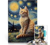 Puzzle 1000 pezzi per adolescenti Gatto Van Gogh Difficile da completare ma divertente e umoristico Migliorare l'amore tra le coppie 75x50cm