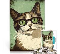 Puzzle 1000 pezzi per adolescenti Gatto vintage con gli occhiali Giocattoli per l'intrattenimento in famiglia Ottimi regali e giocattoli 52x38cm