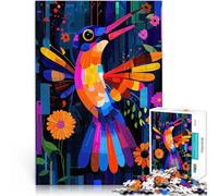 Puzzle 1000 pezzi per adolescenti Geometria espressionista Colibrì - Arte astratta vibrante della natura Taglio di precisione Buon regalo 38x26cm