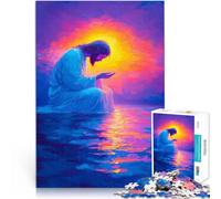 Puzzle 1000 pezzi per adolescenti Gesù prega al tramonto Giocattolo educativo intellettuale decomprimente Migliorare la memoria 38x26cm