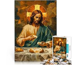 Puzzle 1000 pezzi per adolescenti Gesù spezza il pane Difficile da completare ma divertente e umoristico Gioco educativo per compleanno e Natale 75x50cm