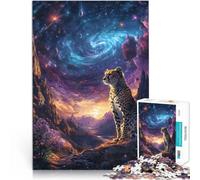 Puzzle 1000 pezzi per adolescenti Ghepardo sotto un cielo cosmico Gioco intellettuale giocattolo Gioco educativo per compleanno e Natale 38x26cm