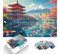 Puzzle 1000 pezzi per adolescenti Giappone monte fuji sakura Riduzione dello stress interessante Lista dei desideri con Babbo Natale 38x26cm