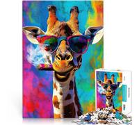 Puzzle 1000 pezzi per adolescenti Giraffa cool con sigaro Allena il tuo cervello e le tue mani offerte come regali per tutta la famiglia 75x50cm