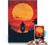 Puzzle 1000 pezzi per adolescenti Giro in moto al tramonto Gioco di famiglia antistress sfida difficile Collezione di artisti, Belle arti 70x100cm