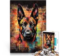 Puzzle 1000 pezzi per adolescenti Graffiti del pastore belga Malinois Gioco di famiglia per e con poster abbinato e foglio di quiz 75x50cm
