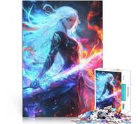 Puzzle 1000 pezzi per adolescenti Guerriero anime con spada fiammeggiante Assemblaggio del modello con poster abbinato e foglio di quiz 38x52cm