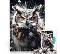 Puzzle 1000 pezzi per adolescenti Gufo bianco e nero Difficile da completare ma divertente e umoristico Gioco educativo per compleanno e Natale 52x38cm
