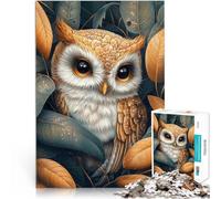 Puzzle 1000 pezzi per adolescenti Gufo carino tra le foglie autunnali Gioco di famiglia per e Collezione di artisti, Belle arti 38x26cm