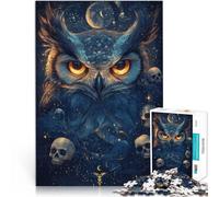 Puzzle 1000 pezzi per adolescenti Gufo fantasy al chiaro di luna Gioco di famiglia antistress sfida difficile Regalo di compleanno, regali 38x26cm
