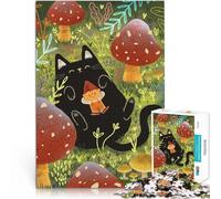 Puzzle 1000 pezzi per adolescenti Il gatto nero e l'elfo Difficile da completare ma divertente e umoristico Interazione genitore-figlio 38x26cm