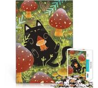 Puzzle 1000 pezzi per adolescenti Il gatto nero e l'elfo Difficile da completare ma divertente e umoristico Interazione genitore-figlio 38x26cm