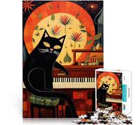 Puzzle 1000 pezzi per adolescenti Il gatto nero suona il pianoforte apprendimento educativo è ideale come regalo per tutta la famiglia 38x26cm