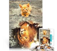 Puzzle 1000 pezzi per adolescenti Il gatto riflette il leone Gioco di famiglia antistress sfida difficile Regali di Babbo Natale segreto 75x50cm