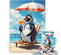 Puzzle 1000 pezzi per adolescenti Il pinguino si siede sulla spiaggia sfida educativa Ogni pezzo è unico - Gioco divertente e stimolante per tutta la famiglia 75x50cm