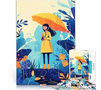 Puzzle 1000 pezzi per adolescenti Illustrazione artistica minimalista della foresta blu con ombrello per la pioggia Difficile e sfidante Opera d'arte 52x38cm