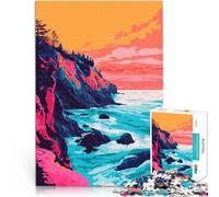 Puzzle 1000 pezzi per adolescenti Illustrazione della costa dell'Oregon con atmosfera retrò sfida educativa Regalo di opere d'arte 50x70cm