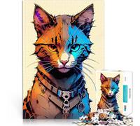 Puzzle 1000 pezzi per adolescenti Illustrazione di un gatto arrabbiato informatico Gioco impegnativo Adatto per la decorazione del desktop 75x50cm