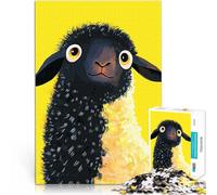 Puzzle 1000 pezzi per adolescenti Illustrazione di una pecora nera carina Analisi e logica con poster abbinato e foglio di quiz 38x26cm