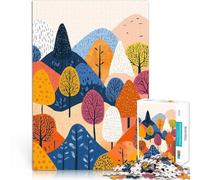 Puzzle 1000 pezzi per adolescenti Illustrazione minimalista di paesaggio forestale colorato Gioco impegnativo Ottimi regali e giocattoli 75x50cm