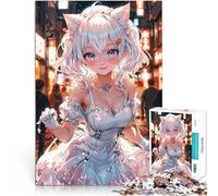 Puzzle 1000 pezzi per adolescenti Incantevole Notte Catgirl in Città Gara di velocità delle mani Decorazioni e regali unici per la casa 38x26cm